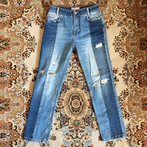 Free People Two Tone Patchwork Vintage Jeans